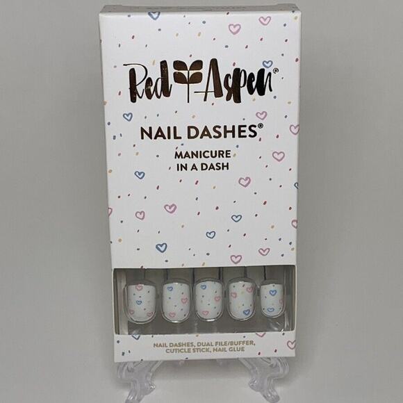 Red Aspen Nail Dashes With Love, Jess Short Square New Retired #2371 - Picture 1 of 5